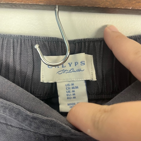 Calypso St. Barth Gray linen blend belted crop pants size medium - Picture 3 of 5